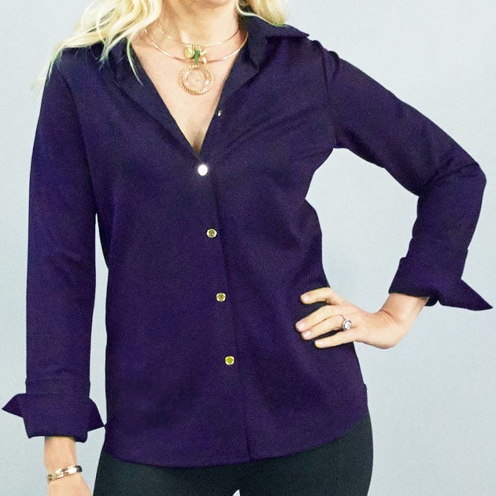 CK Bradley Tenley Shirt - Plum Ponte purple flattering NWT $198